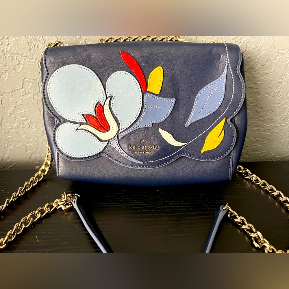 Authentic Navy Floral Kate Spade Handbag